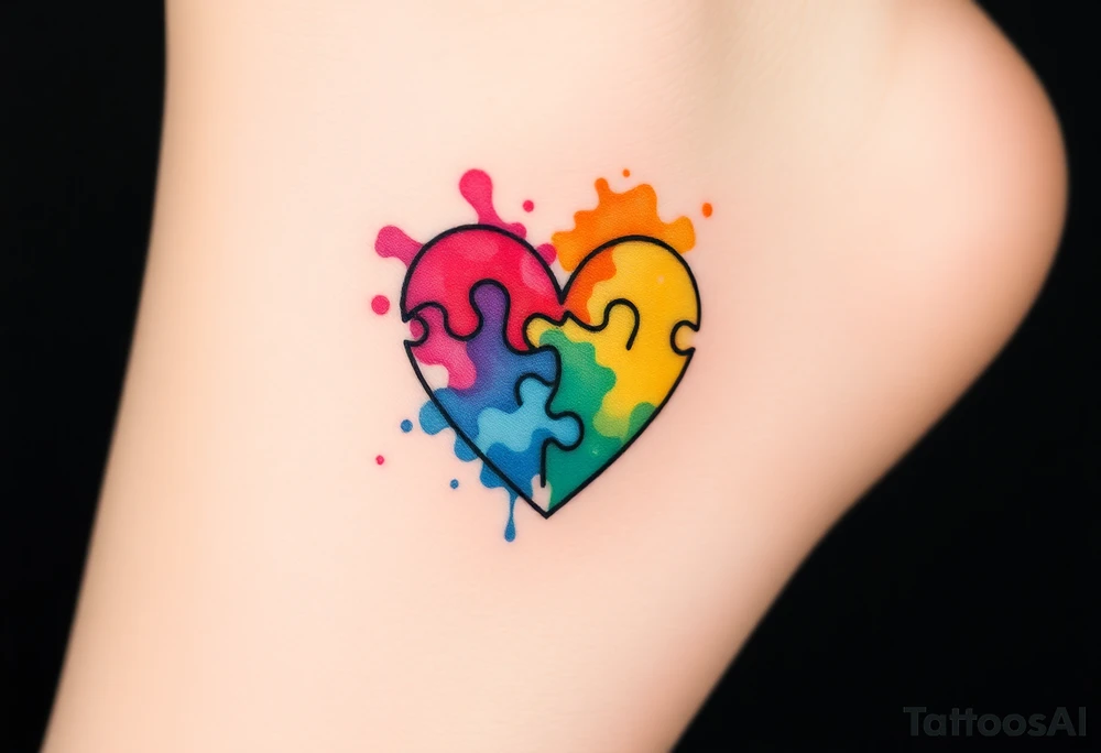 autism heart puzzle shape symbol tattoo idea