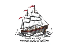 Can you please create a design of a ship in rough seas with the words “smooth seas don’t make good sailors”? tattoo idea