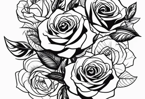 Roses line work for thigh tattoo idea