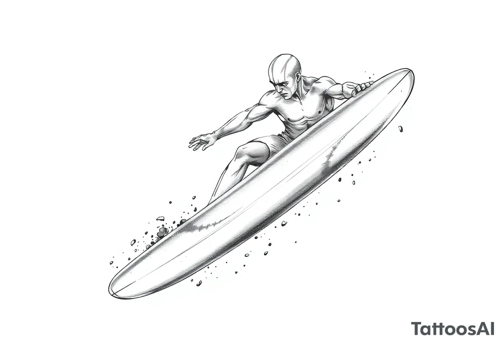 calm silver surfer tattoo idea
