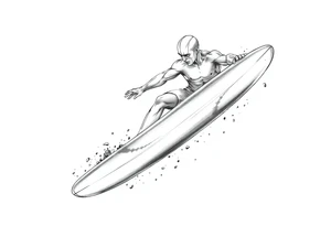 calm silver surfer tattoo idea