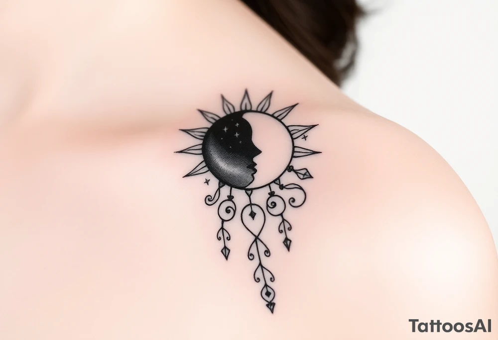 The sun the moon and the stars cascading tattoo idea