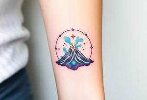 Geometric Volcano within Capricornus star constellation tattoo idea