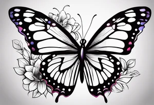 5. Butterfly: “A vibrant butterfly with colorful wings, resting on a flower, showcasing transformation and beauty.” tattoo idea