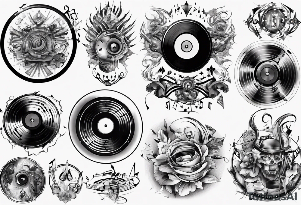 sound music disc jokey tattoo idea