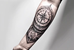 thin line, nautical themed, not dark, geometric, forearm location tattoo idea