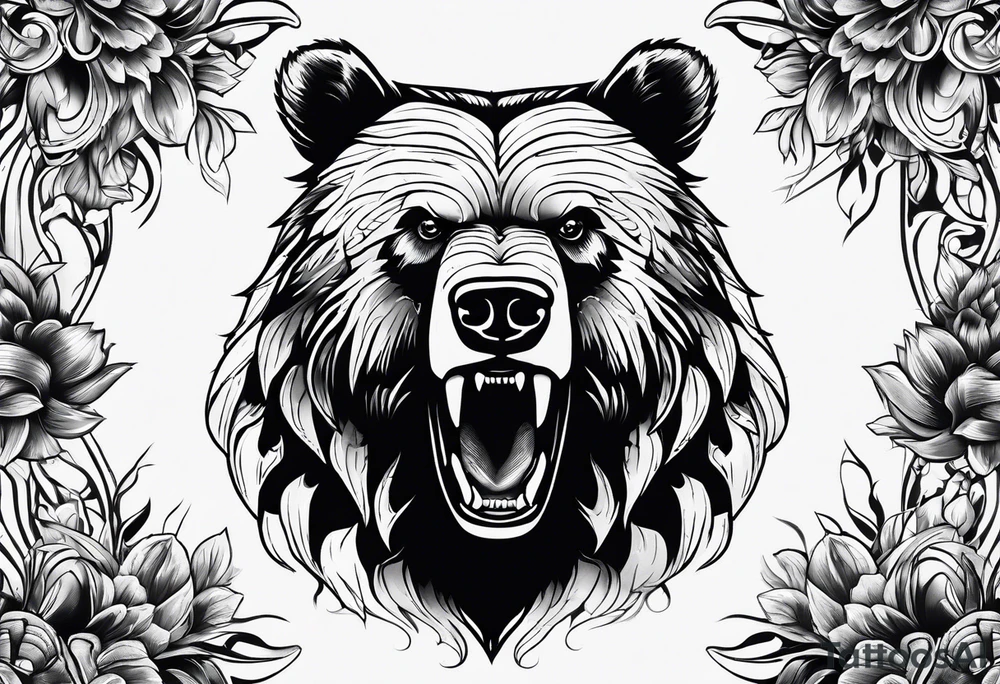 growling bear, torso tattoo idea