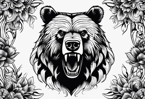 growling bear, torso tattoo idea