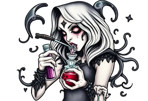 Female grim drinks death potion to get power tattoo idea