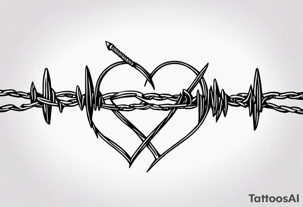 the words “i keep a close eye on this heart of mine” with barbed wire wrapped around it for a long spine tattoo tattoo idea