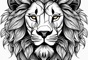 Lion face with leaves tattoo idea