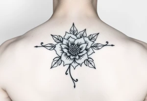 Make something similar to this. It should be a small, unique floral design. Use soft shading. tattoo idea