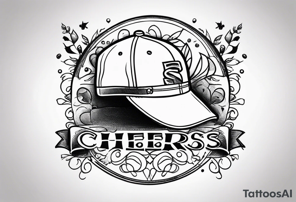 Cheers Mate text, armband +Cancer Ribbon +flat cap tattoo idea