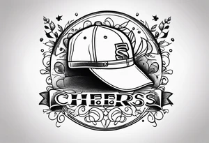 Cheers Mate text, armband +Cancer Ribbon +flat cap tattoo idea