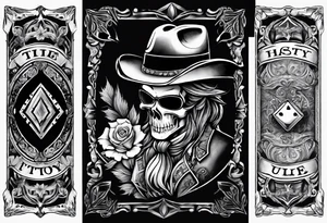 southern sleeve vibe with elements of a cowboy, playing cards, and dice tattoo idea