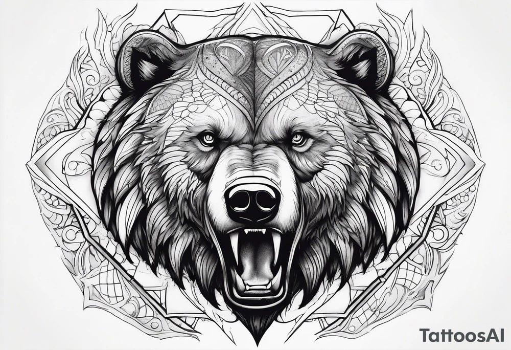 Ripping bear claw cosmic space tattoo idea