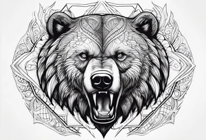 Ripping bear claw cosmic space tattoo idea
