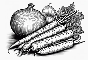 Onion, carrots, celery tattoo idea