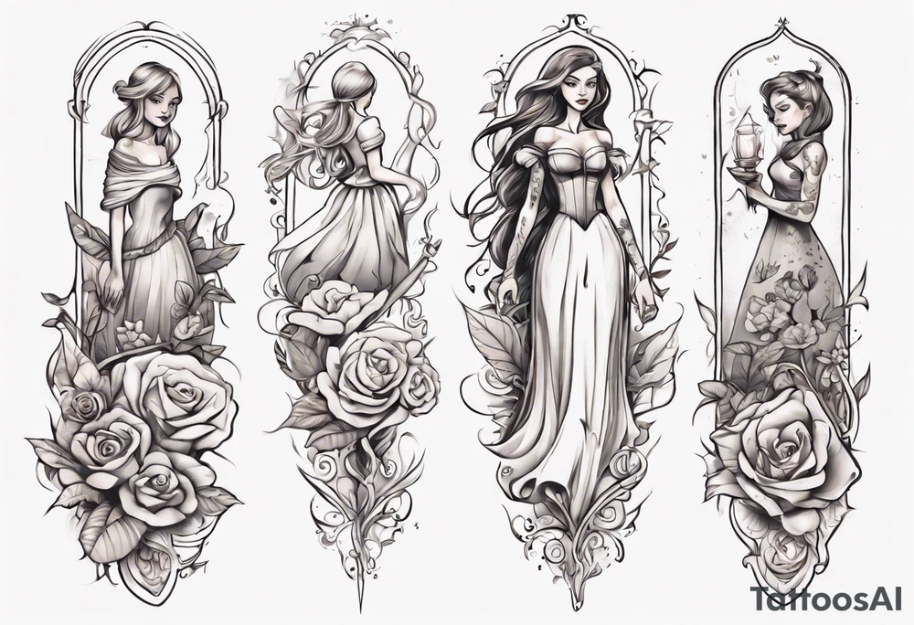 Female forearm, daughter, son, fairytale tattoo idea