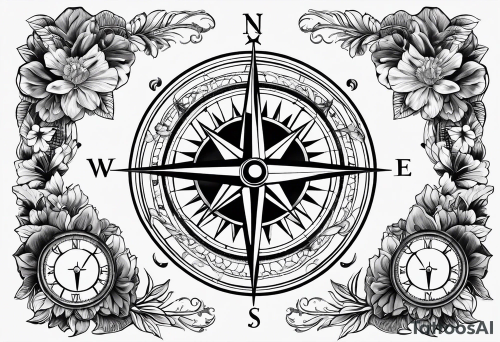 ancient compass tattoo idea