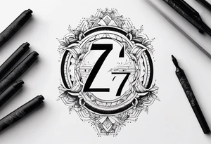 a tattoo in the shape of the number 7 which include the month December and the year 2024 in it tattoo idea