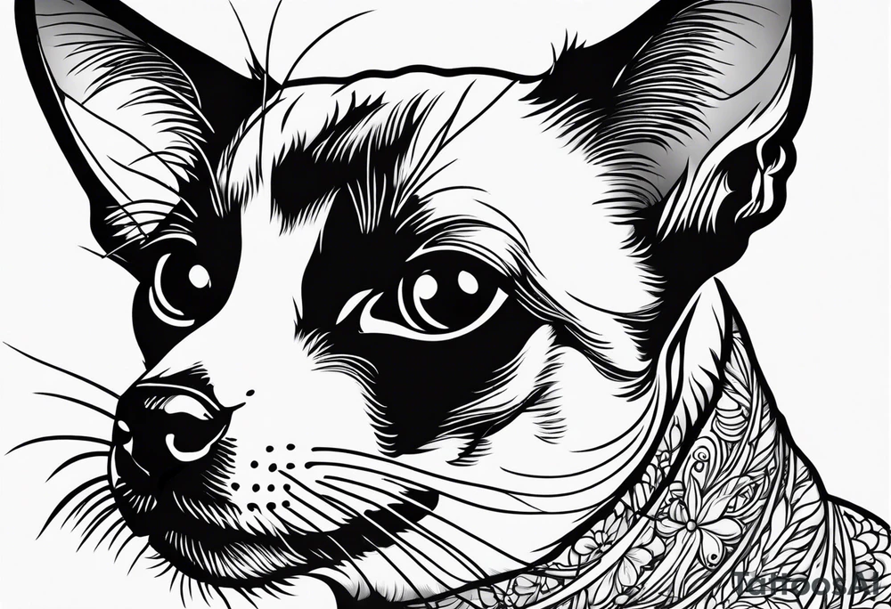 Siamese cat looking at a dog tattoo idea