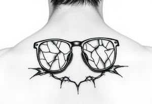 cracked glasses memory of poor eyesight reminder to take care of eyesight, men's tattoo tattoo idea