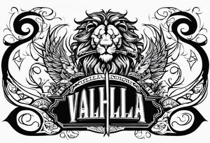 Valhalla lion sword stairs tattoo idea