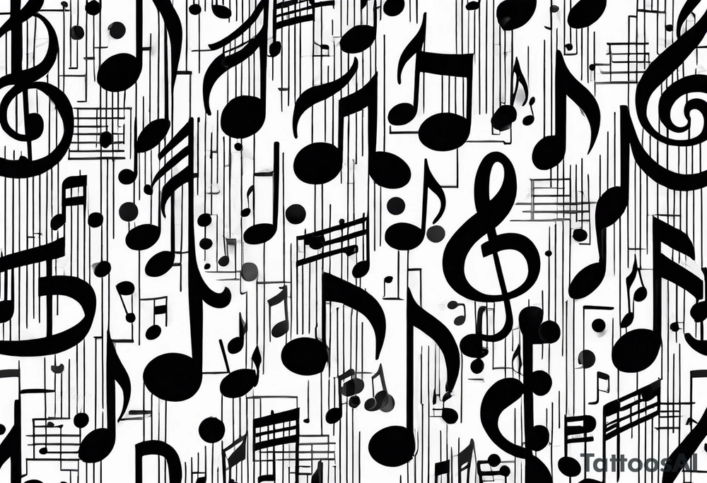 Line art Musical notes depicting the letters R and L tattoo idea