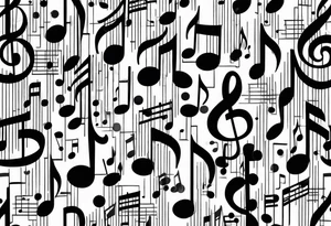 Line art Musical notes depicting the letters R and L tattoo idea