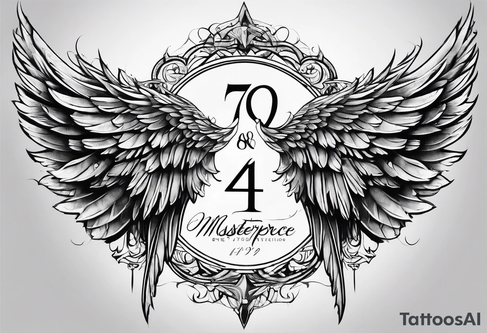 Angel wings with the numbers of 999 tattoo idea