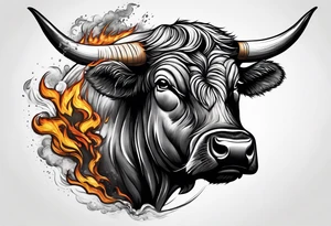 A powerful bull and steam coming out of his notrils. Make it angry tattoo idea