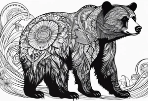 Bear gazing into the distance side profile tattoo idea