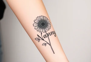 sunflower with the word Nanny as the stem tattoos tattoo idea