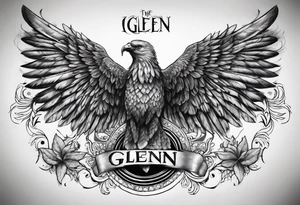 The word Glenn with wings tattoo idea