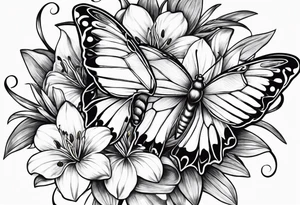 Moon stars moth lily tattoo idea