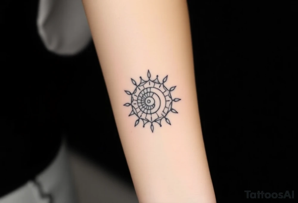 Fibonacci spiral shell sun tattoo idea
