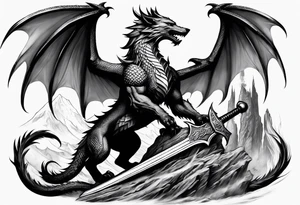 Valhalla sword dragon wolf tattoo idea