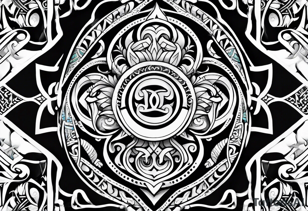 Full sleeve tattoo, polynesian tribal, Viking symbols tattoo idea