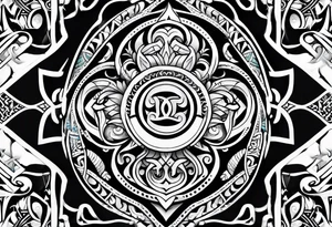 Full sleeve tattoo, polynesian tribal, Viking symbols tattoo idea