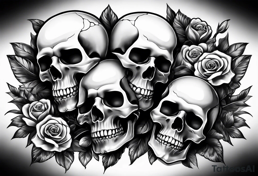 realistic skulls 3d tattoo idea