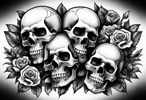 realistic skulls 3d tattoo idea