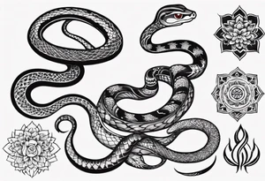 simple Snake with mandala pattern as skin tattoo idea