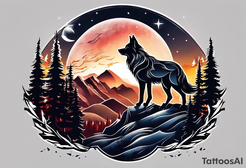 Mountains
Wolf
Forest
Sunset
Moon tattoo idea