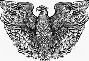 one wing with filigree and african tribal patterns woven through for a sleeve tattoo idea