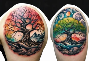 Tree with round symbol at the nottom tattoo idea