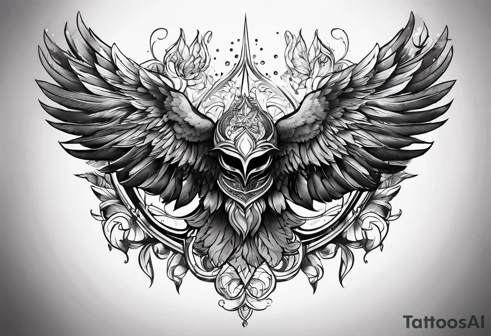 wings of various elements tattoo idea