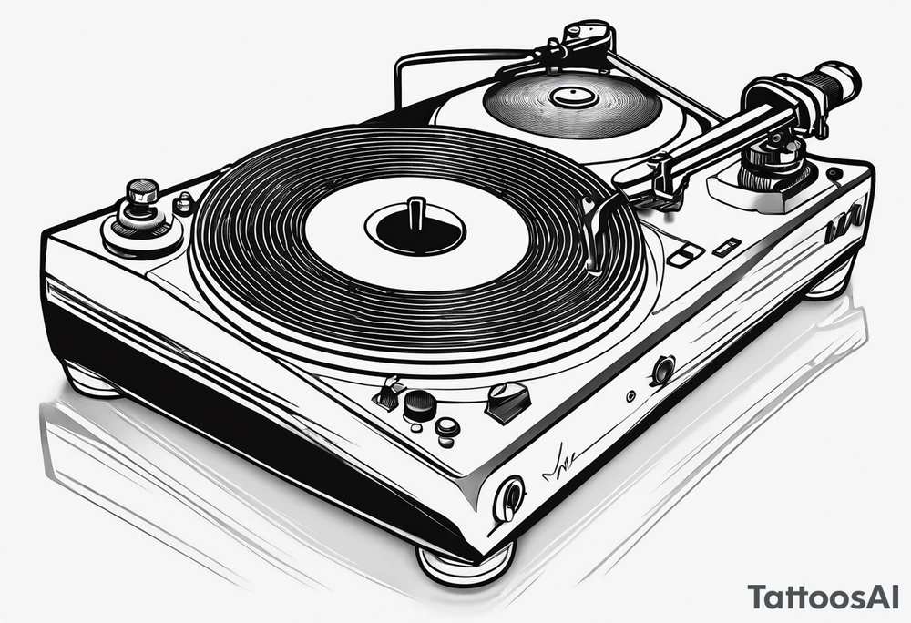 A recordplayer fineline minimalistic outline tattoo idea A recordplayer fineline minimalistic outline tattoo idea