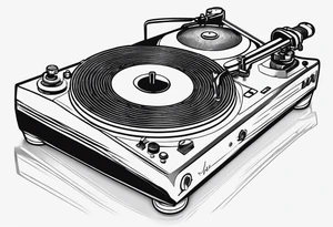 A recordplayer fineline minimalistic outline tattoo idea