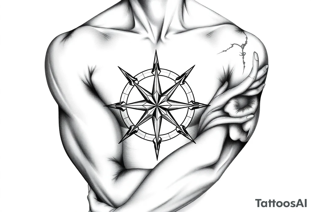 Half star half compass pirate life tattoo idea
